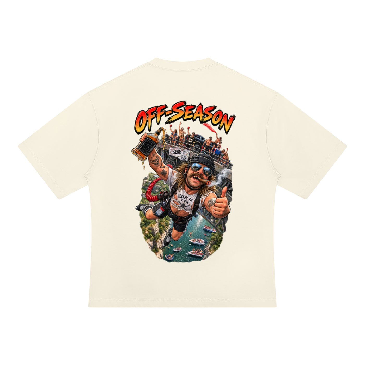 Off-Season Hockey Bungee Jumping Oversized T-Shirt