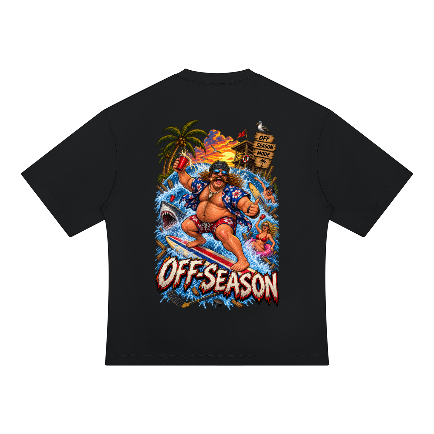 Off-Season Hockey Surfing Oversized T-Shirt