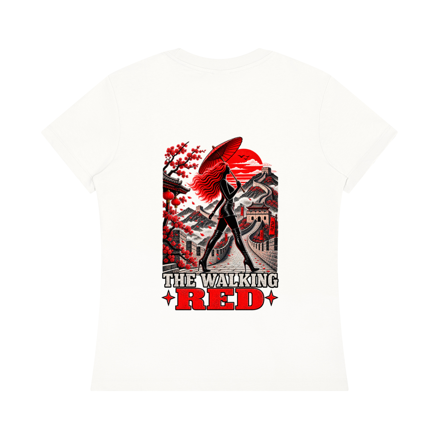 The Walking Red Great Wall Women's Crewneck T-Shirt