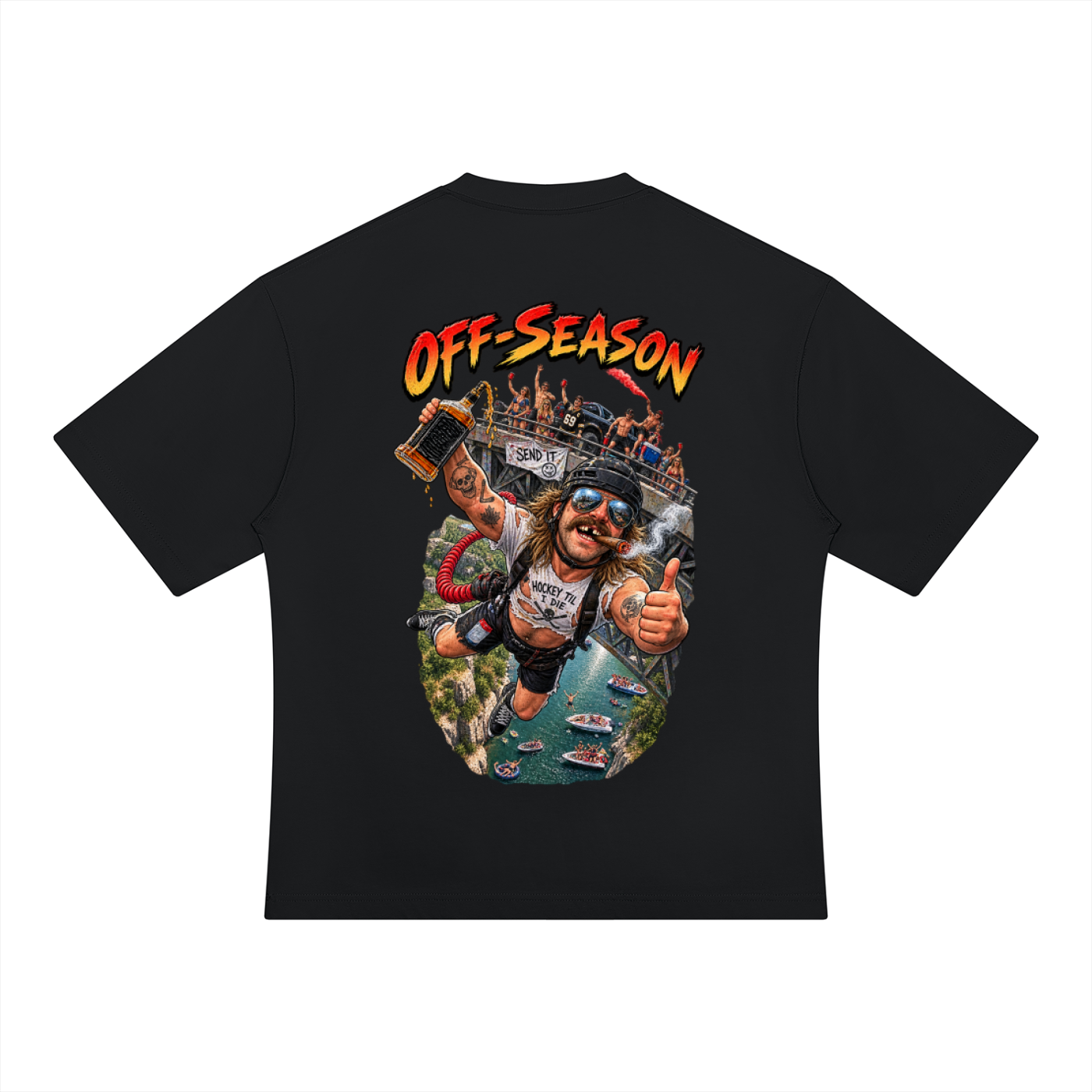 Off-Season Hockey Bungee Jumping Oversized T-Shirt