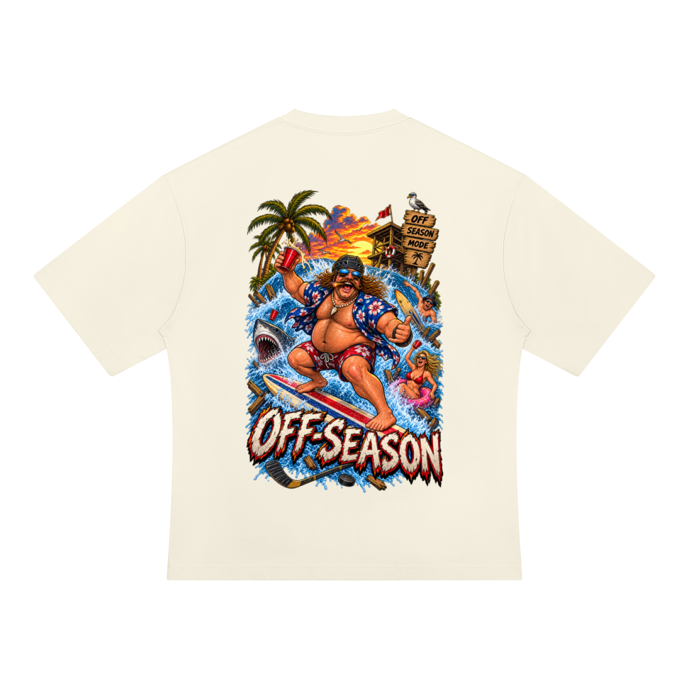 Off-Season Hockey Surfing Oversized T-Shirt