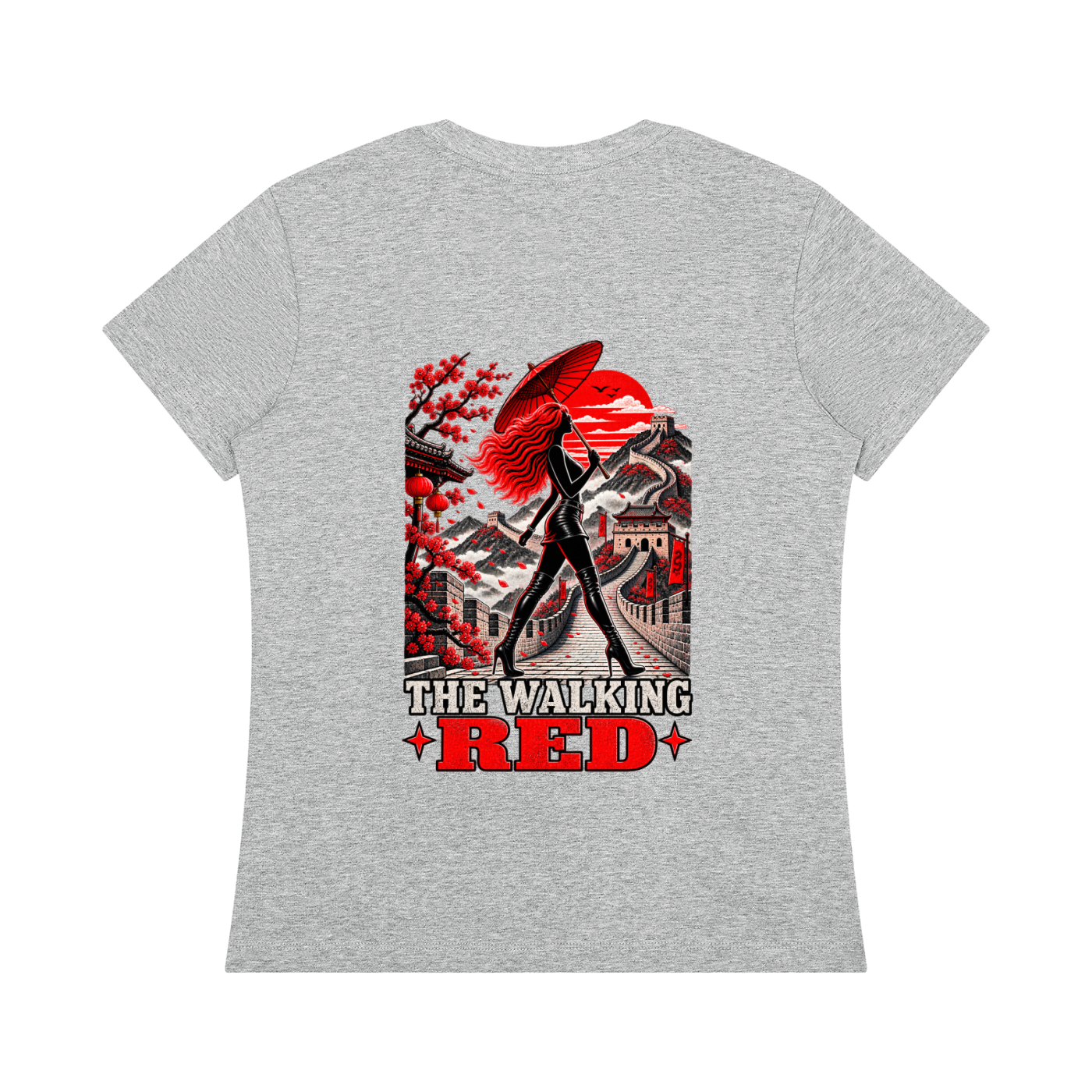 The Walking Red Great Wall Women's Crewneck T-Shirt