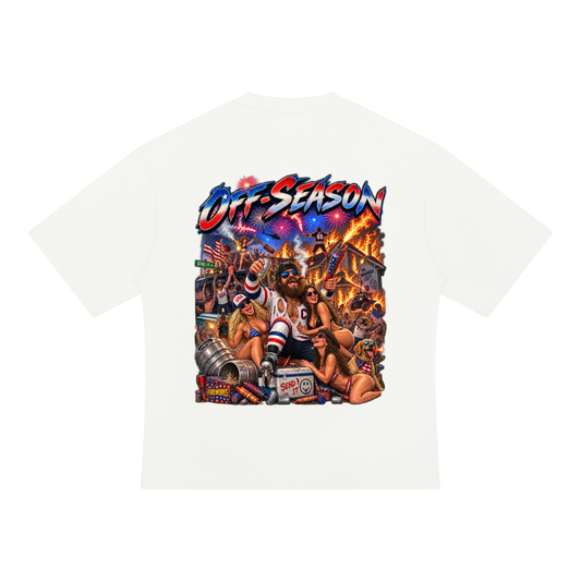 Off-Season Hockey Fireworks Oversized T-Shirt